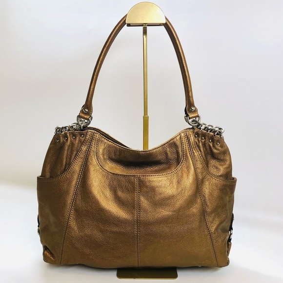 Tignanello Copper Leather Shoulder Bag - Picture 1 of 13